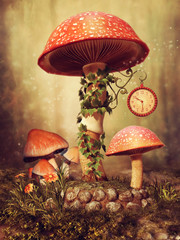 Baśniowe grzyby z zegarem i bluszczem © Obsidian Fantasy