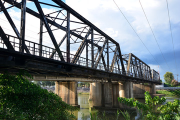 Railroad cross over Mae Klong River in Ratchaburi, Thailand