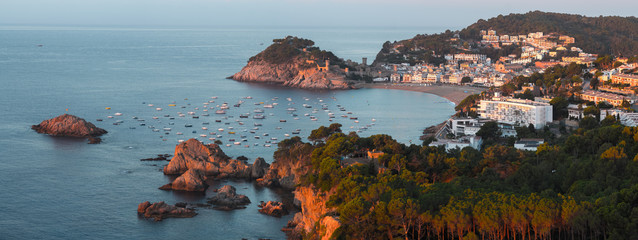 Panorama of the Tossa de Mar early morning, Spain