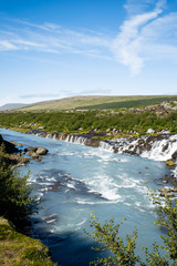 Fototapeta premium Hraunfossar waterfalls in Iceland.