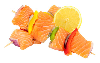 Raw Salmon And Sweet Pepper Kebabs