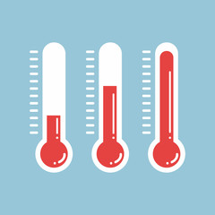 red thermometers with different levels