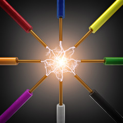 electricity sparkls cable