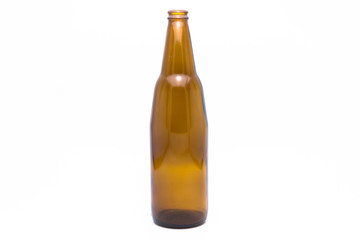 Brown beer bottle isolated on white background