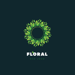 Vector organic logo with floral elements. Ecology concept logo