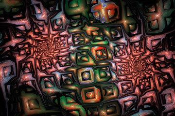 Abstract fantasy ornament on black background. Colorful fractal