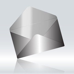 Silver Blank Envelope Isolated On Gray Background.