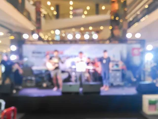 Crédence de cuisine en verre imprimé Magasin de musique Abstract blurred concert lighting bokeh in shopping mall  for background