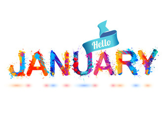 Hello january. Splash paint letters