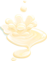 Cream or milk splash with ripple and falling drop. Yogurt.