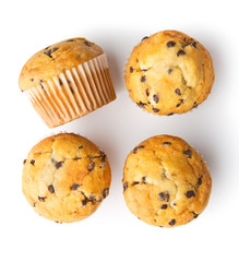 The tasty muffins with chocolate.