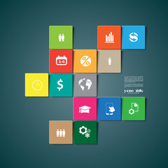 3d Colorful squares design. Infographic signs