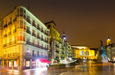 Evening view of    Virgen Blanca Square. Vitoria-Gasteiz