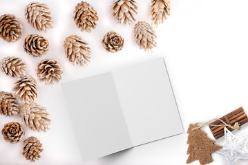 Christmas mockup desktop image with an open card, overlay your, design or quote. Great for small businesses, lifestyle bloggers and social media campaigns.
