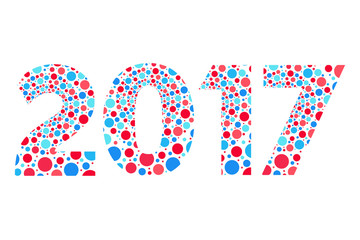 2017 Happy New Year bubble, red and blue isolated symbol
