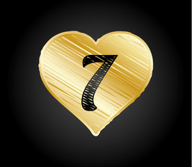 7 gold heart design 