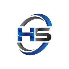 Simple Modern Initial Logo Vector Circle Swoosh hs