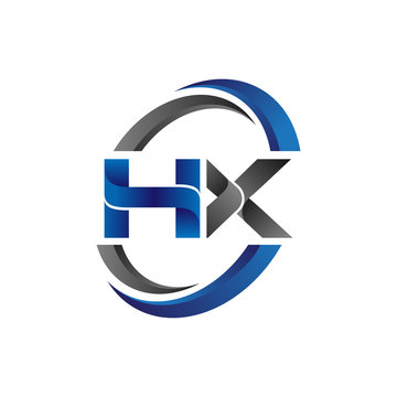 Simple Modern Initial Logo Vector Circle Swoosh hx 