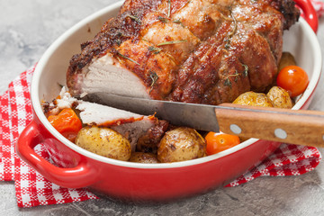 Boneless Pork Loin Roast with potatoes