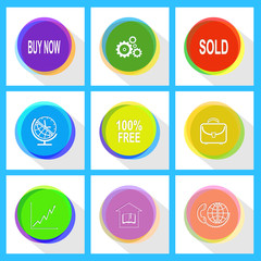 sold, gears, buy now, briefcase, 100% free, globe and clock, glo