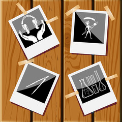 chemical test tubes, ethnic little man with brush, caliper, head