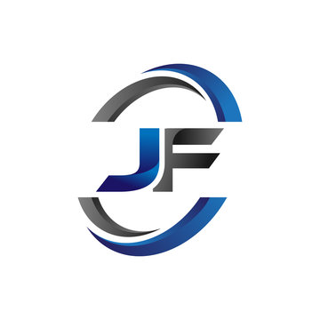 Simple Modern Initial Logo Vector Circle Swoosh jf