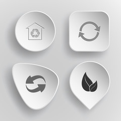 4 images: protection of nature, recycle symbol, leaf. Ecology se