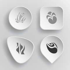 4 images: unique abstract forms. Abstract form set. White concav