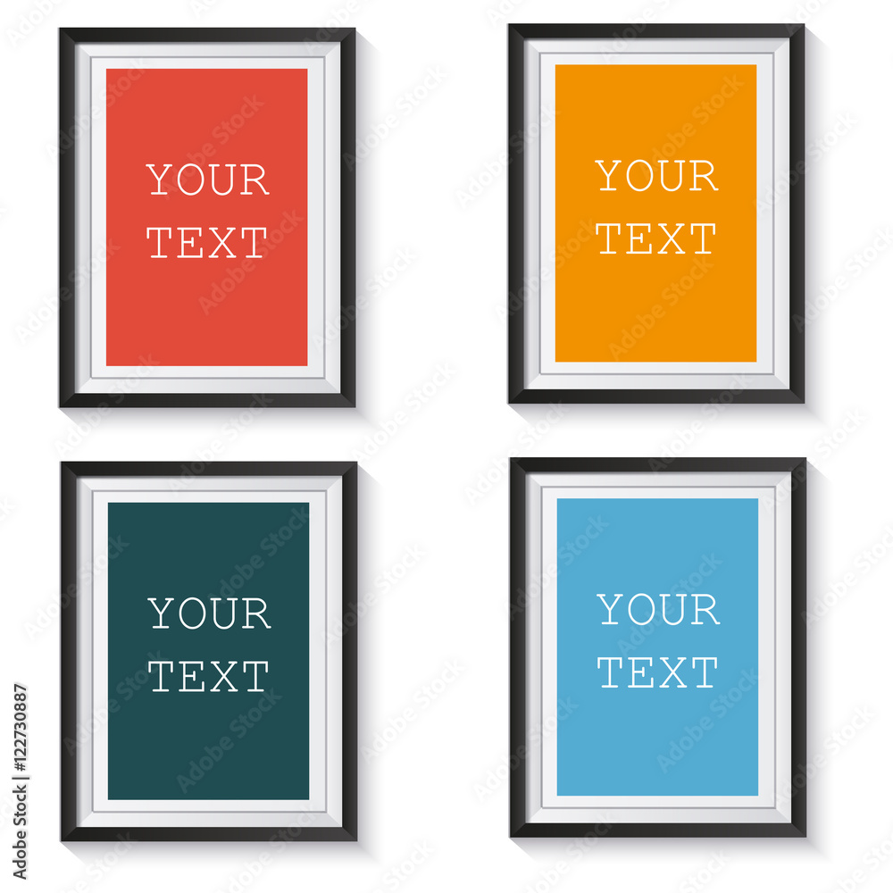 Poster format paper design vector with text, picture frame and shadow
