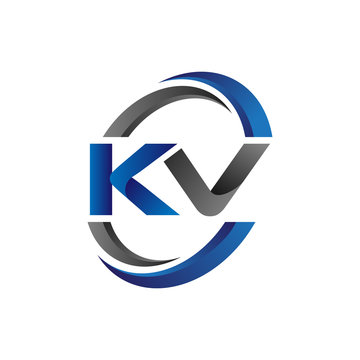 Simple Modern Initial Logo Vector Circle Swoosh kv Stock Vector | Adobe  Stock