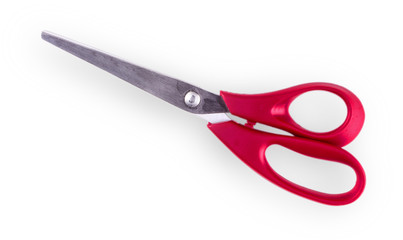 new red paper scissors on white