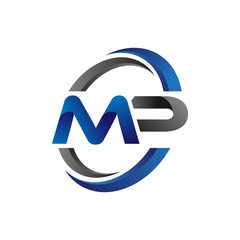 Simple Modern Initial Logo Vector Circle Swoosh mp