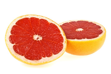 Naklejka na ściany i meble Slices of grapefruit isolated on white background