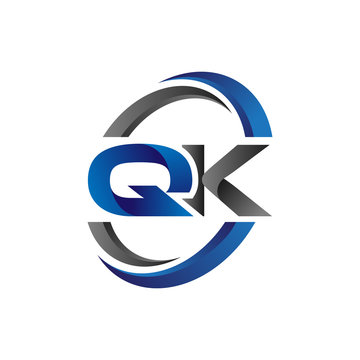 Simple Modern Initial Logo Vector Circle Swoosh qk