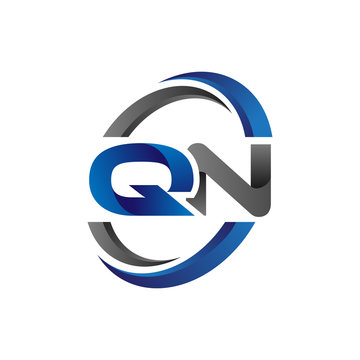 Simple Modern Initial Logo Vector Circle Swoosh qn
