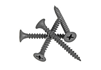 New strong black screws isolated on a white background