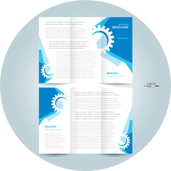  brochure design template tri-fold abstract gear