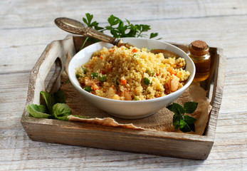 Couscous with shrimps and vegetables