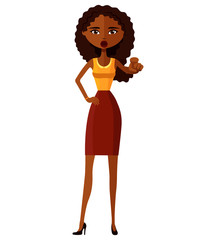 African american woman motivation flat cartoon vector illustration