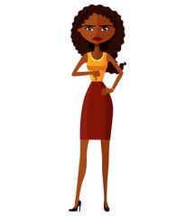 Disappointed african american business woman frowning character cartoo vector.