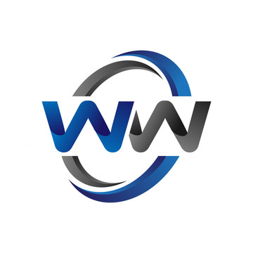Simple Modern Initial Logo Vector Circle Swoosh ww