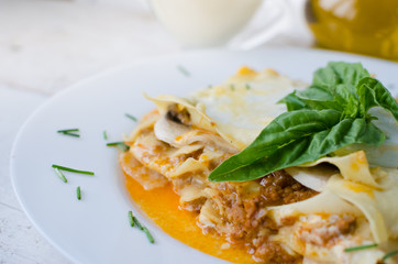 Close-up of a traditional lasagna