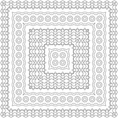 Coloring book page for adult, anti stress coloring and other decoration. Pattern design. Abstract background in black and white colors