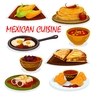 Mexican cuisine national dishes icon