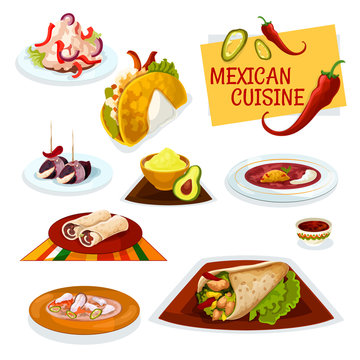 Mexican cuisine traditional spicy dishes icon