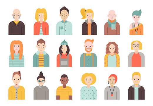 People flat icons vector set (men and women). Part two.