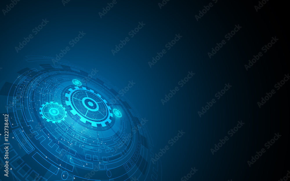 Poster abstract digital hi tech circular pattern innovation concept system working design background