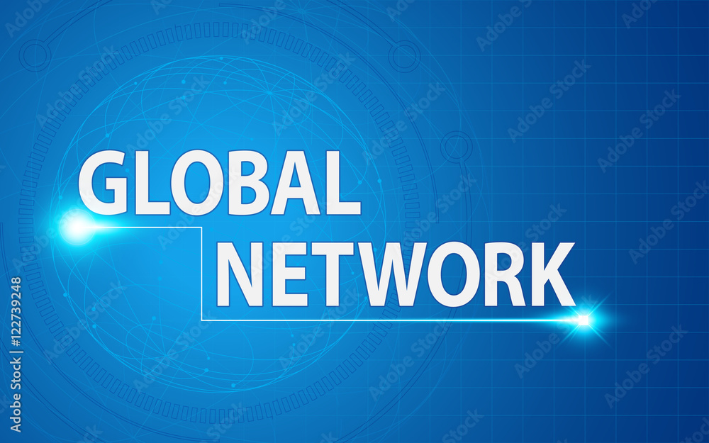 Poster vector global network design circular pattern innovation concept background
