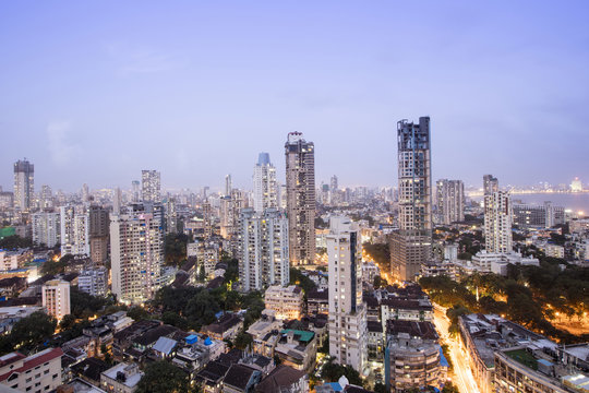 General view of the skyline of central Mumbai (Bombay), Maharashtra