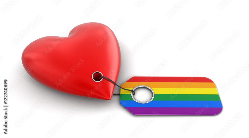 Poster heart with color label. image with clipping path